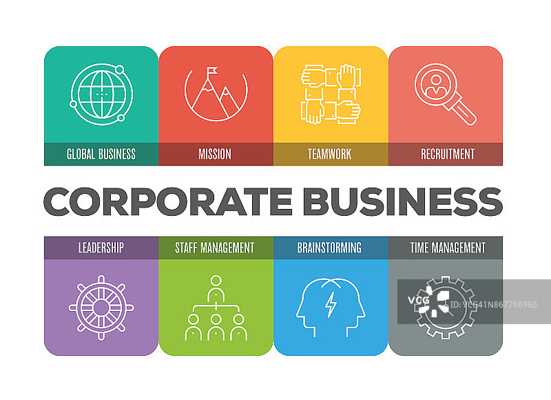 企业业务彩色线图标图片素材