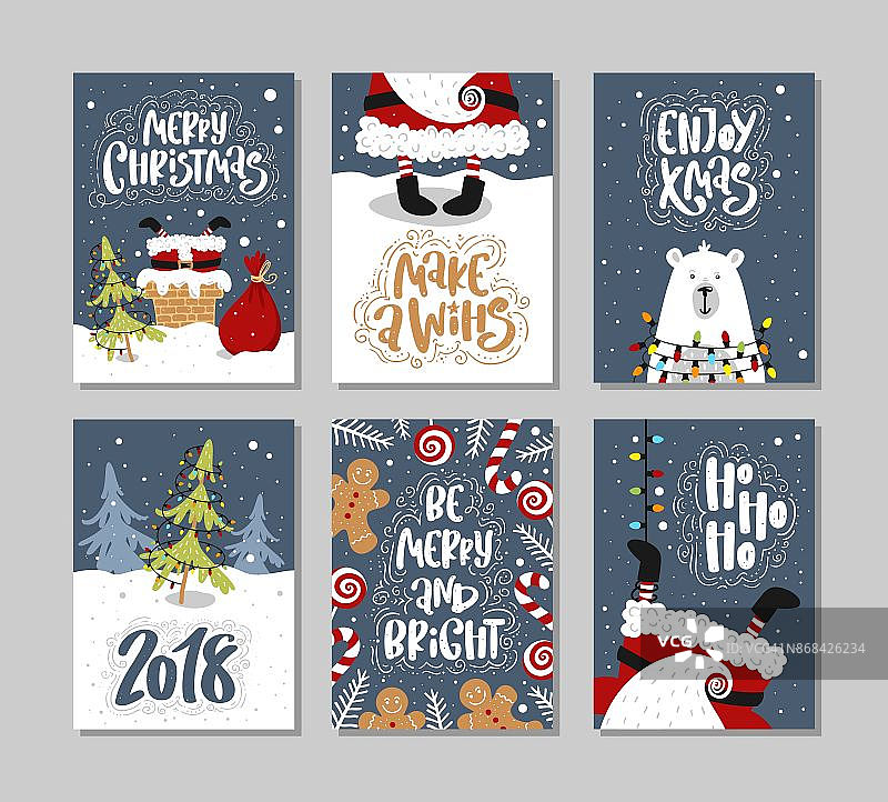 圣诞礼物卡片或带有字母的标签。手绘设计元素。图片素材