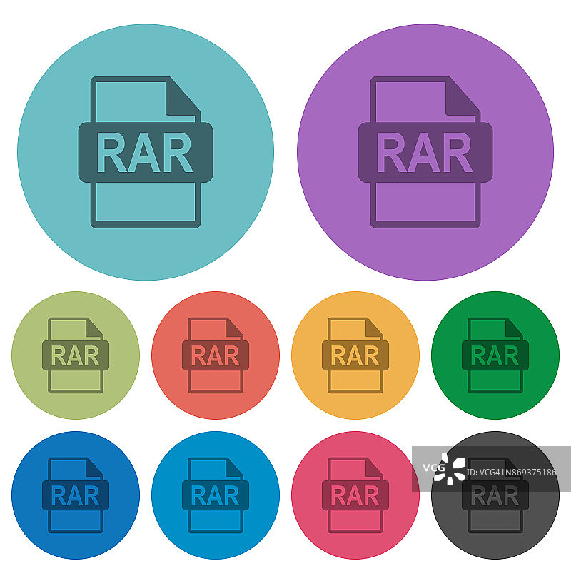 RAR文件格式颜色较暗的平面图标图片素材