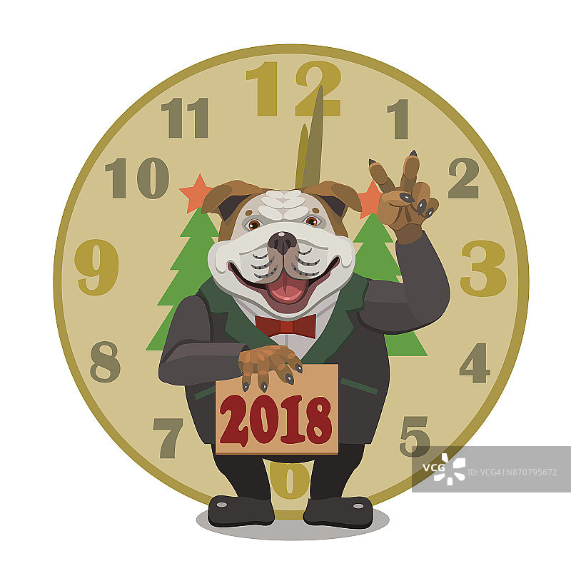 狗牛头狗看2018年新年快乐图片素材
