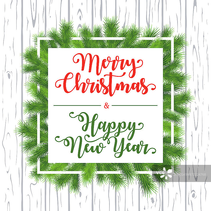 圣诞快乐和新年快乐卡通平面方形贺卡横幅-矢量插图图片素材