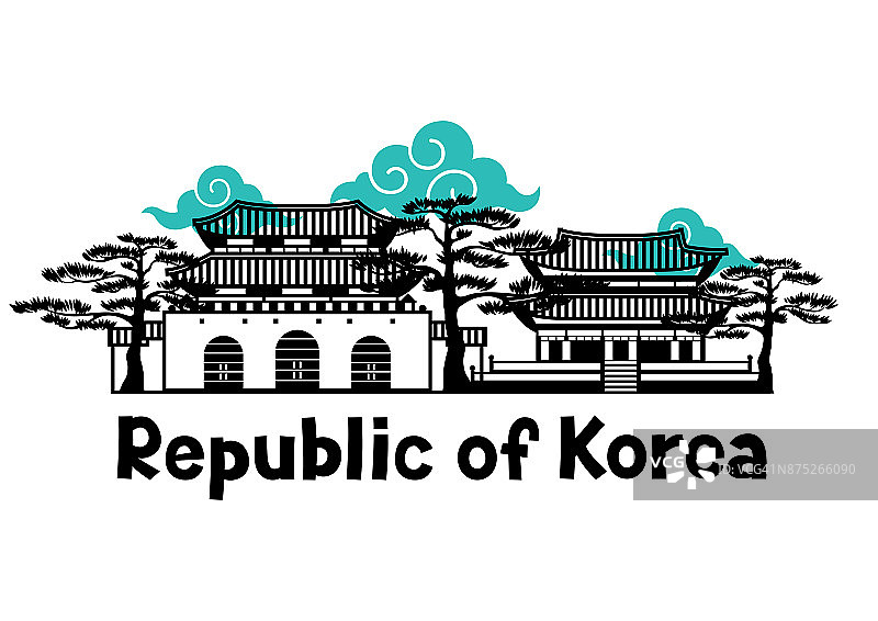 韩国背景设计。韩国传统符号和物品图片素材
