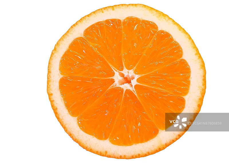 白色背景下橙色片的特写镜头图片素材
