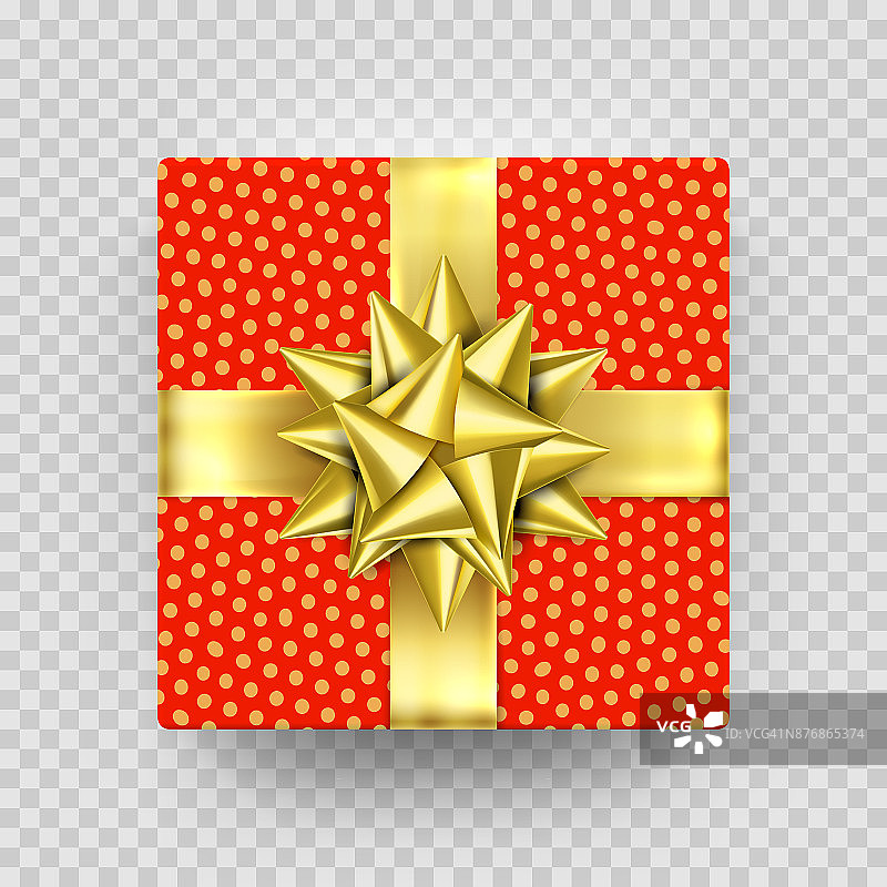 圣诞礼盒礼品红金色丝带蝴蝶结包装图案矢量孤立图片素材