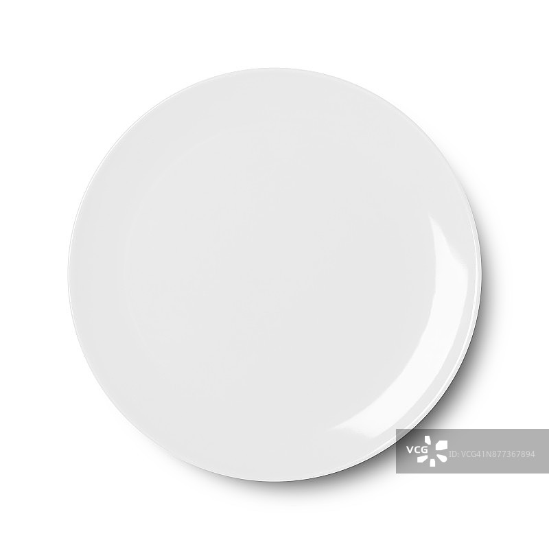 简单的圆形瓷盘孤立在白色上图片素材