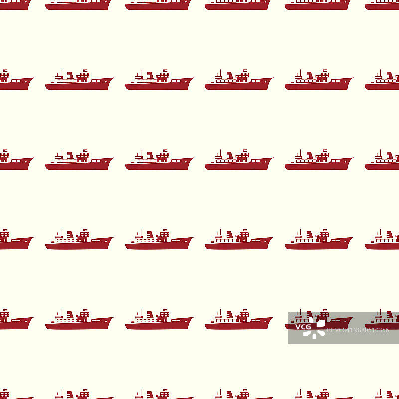 海洋运输矢量插图上的无缝模式背景图片素材