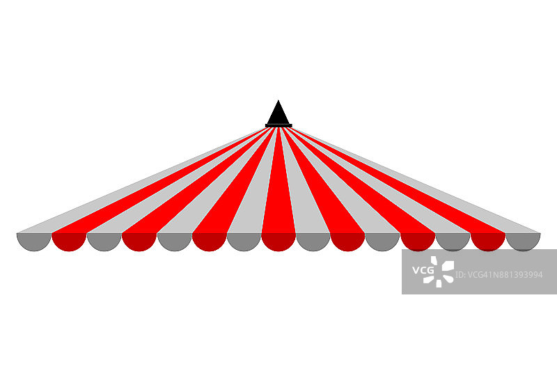 三角形顶篷，红色和白色，孤立在白色图片素材