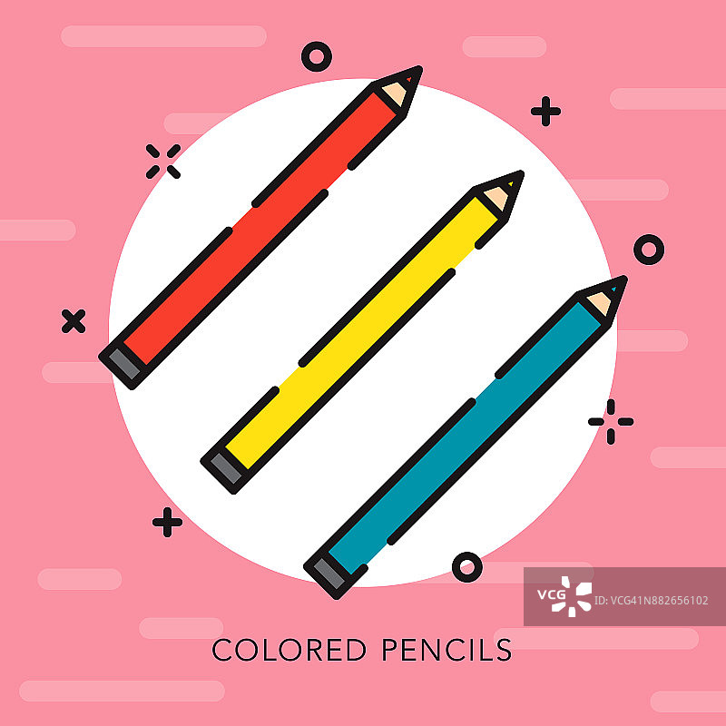 彩色铅笔开放轮廓图形设计图标图片素材