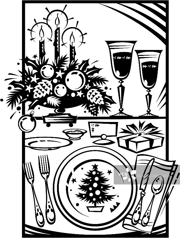 圣诞餐桌布置“分组元素”为您的客人准备好“美丽的布置图片素材