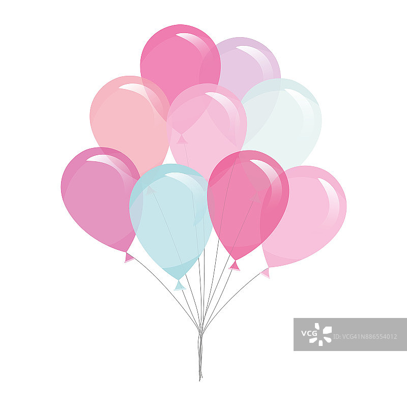 彩色透明气球孤立在白色。图片素材