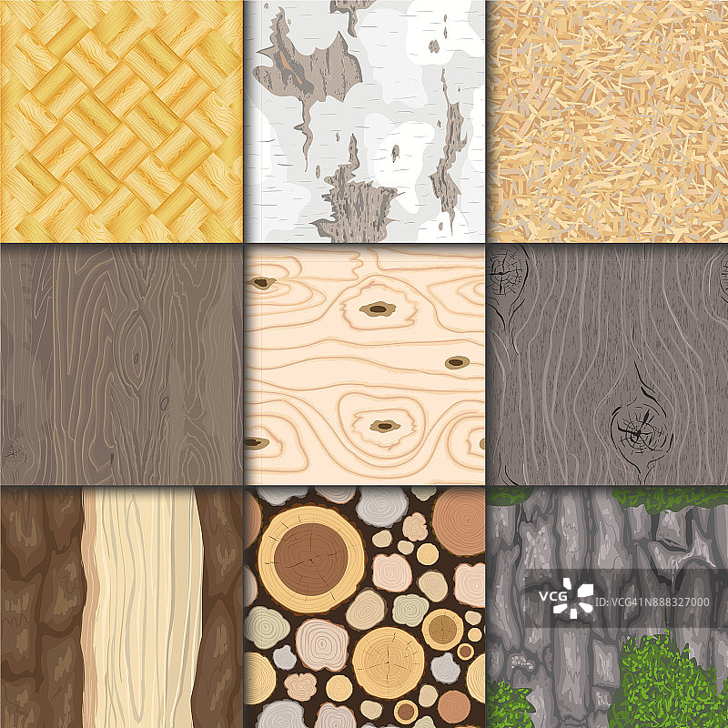 木材背景木材纹理向量无缝图案天然硬木材料纹理背景设置插图图片素材
