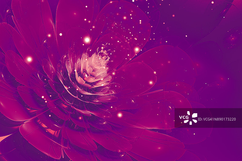 三维紫罗兰发光的花分形与粒子图片素材
