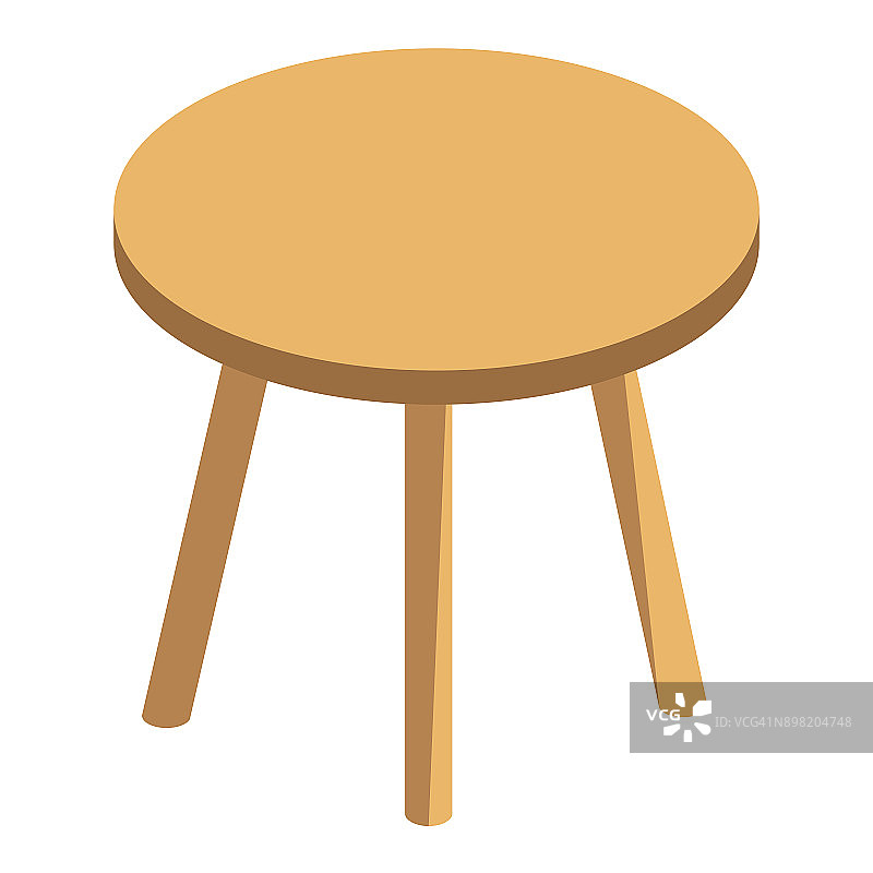 三个腿的等距矢量圆形咖啡桌图片素材