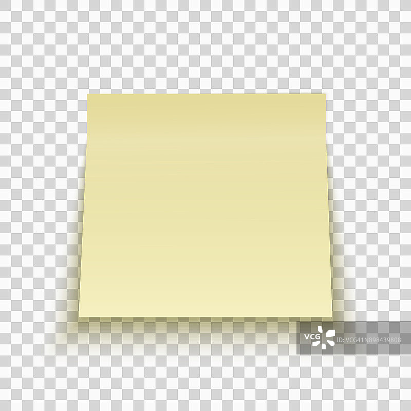 黄色便利贴孤立在透明背景上。办公室的注意。您项目的模板。矢量插图。图片素材