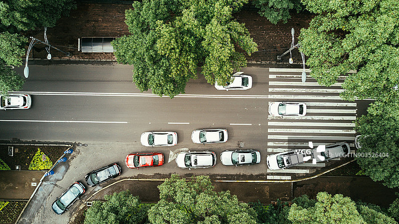 鸟瞰图的交通在城市的街道，墨西哥城。图片素材