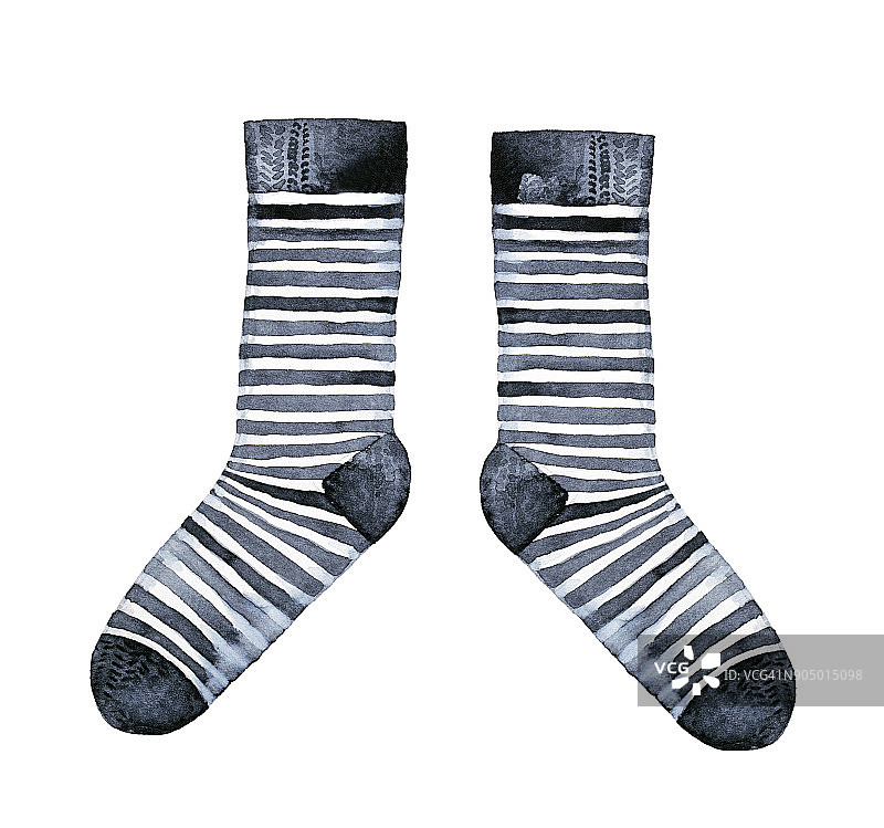 条纹袜，黑白经典设计。图片素材