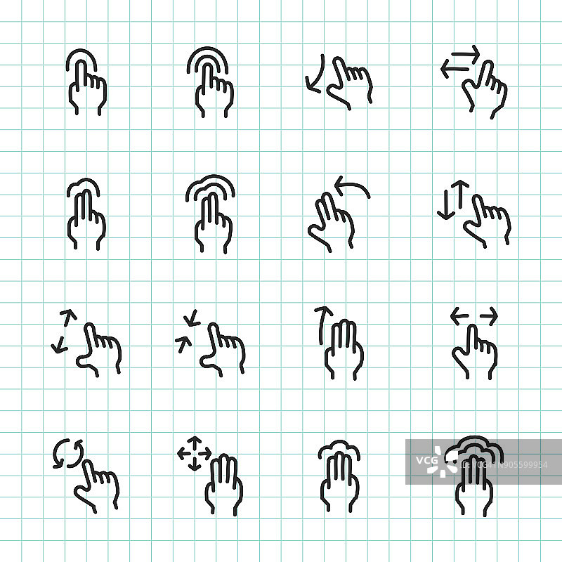 手势图标-手绘系列图片素材