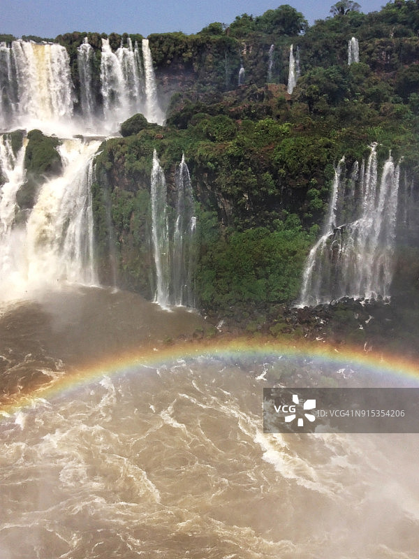 Iguaçu河与彩虹在Iguaçu瀑布图片素材