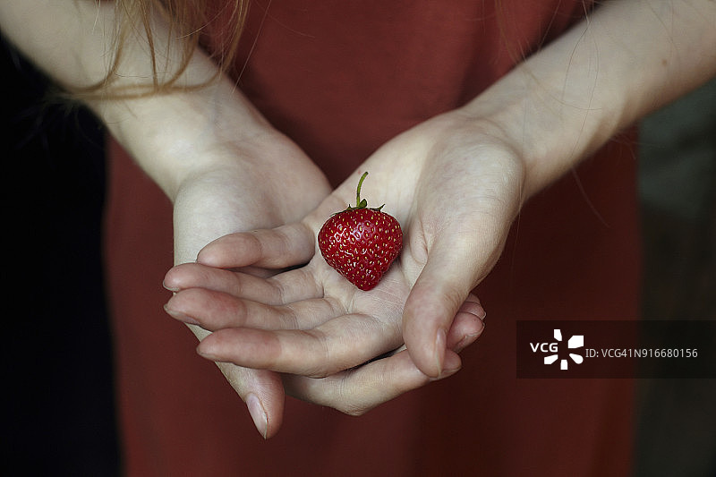 草莓在女人的手中图片素材