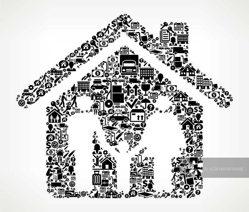 家&家庭搬家和搬迁图标模式图片素材