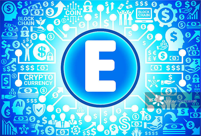 字母E图标在货币和加密货币背景图片素材