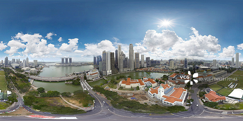 360度俯瞰新加坡河和滨海湾图片素材