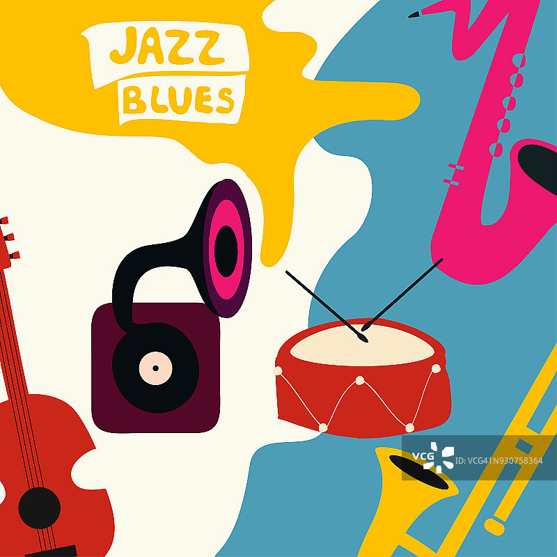 爵士音乐节的乐器海报图片素材