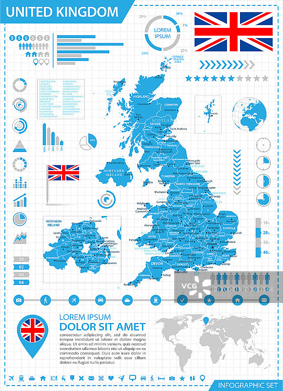 英国地图-信息图向量图片素材