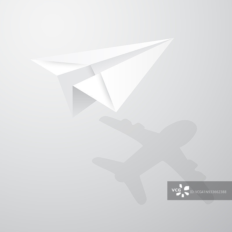 插图的折纸飞机在白色的背景图片素材