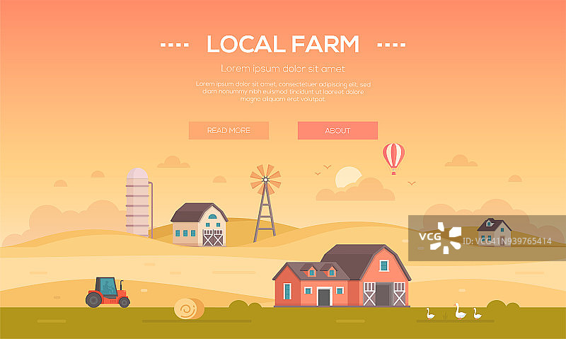 本地农场-现代平面设计风格矢量插图图片素材