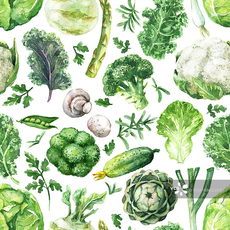 绿色蔬菜无缝模式图片素材