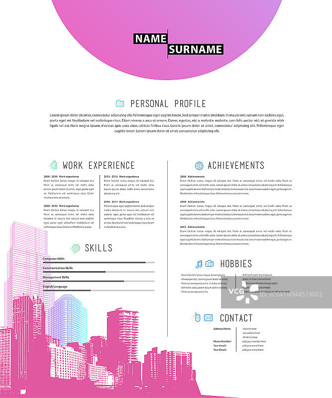 CreativeCV / resume模板。图片素材