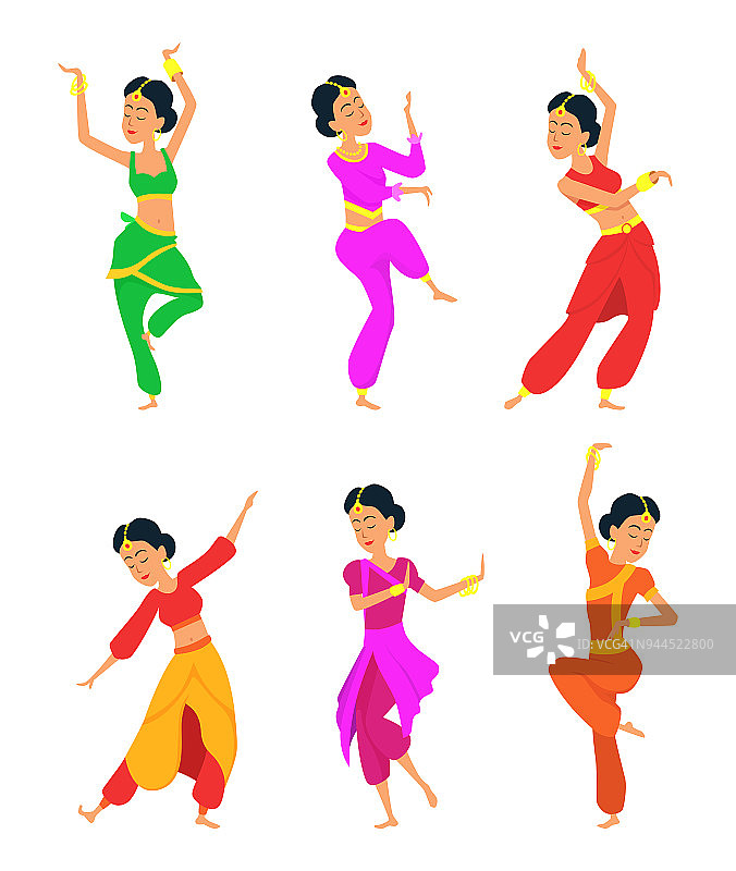 印度女舞者。卡通人物图片素材