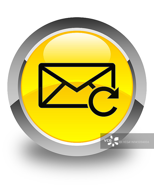 刷新电子邮件图标亮黄色圆形按钮图片素材