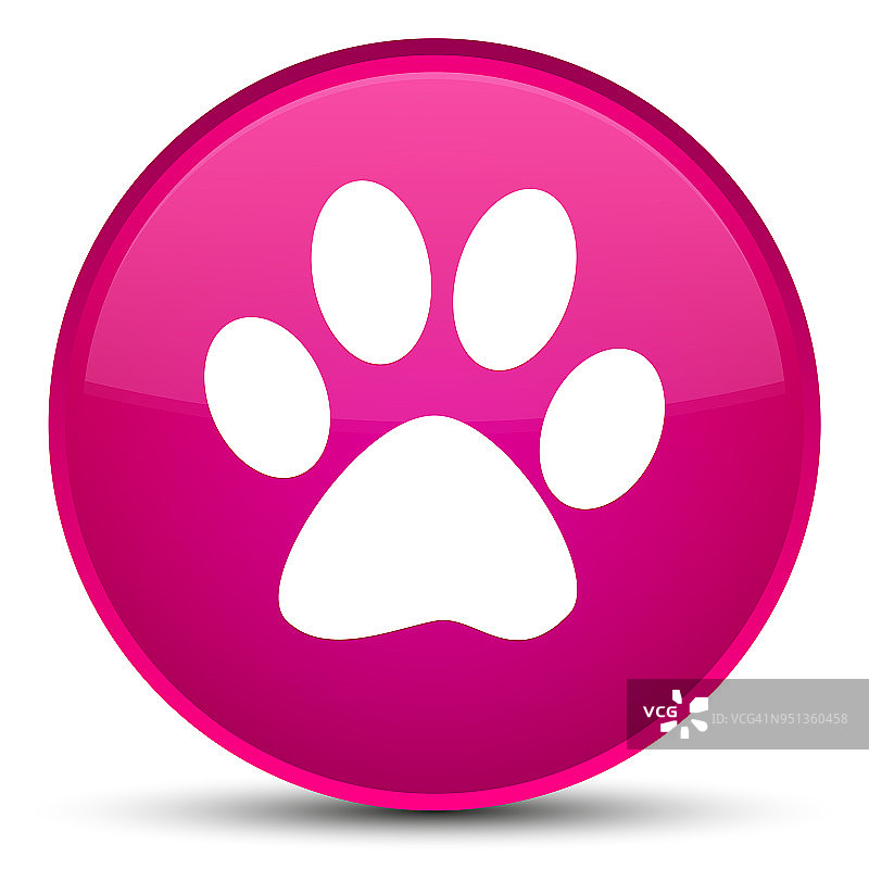 动物足迹图标特殊的粉红色圆形按钮图片素材