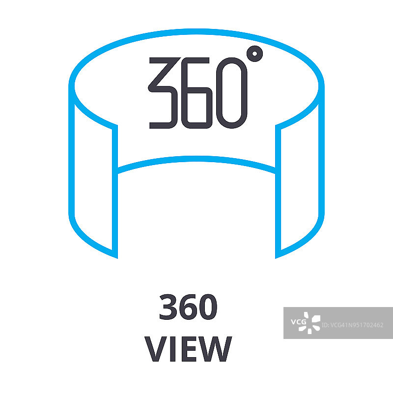 360视图细线图标，符号，符号，插图，线性概念，矢量图片素材