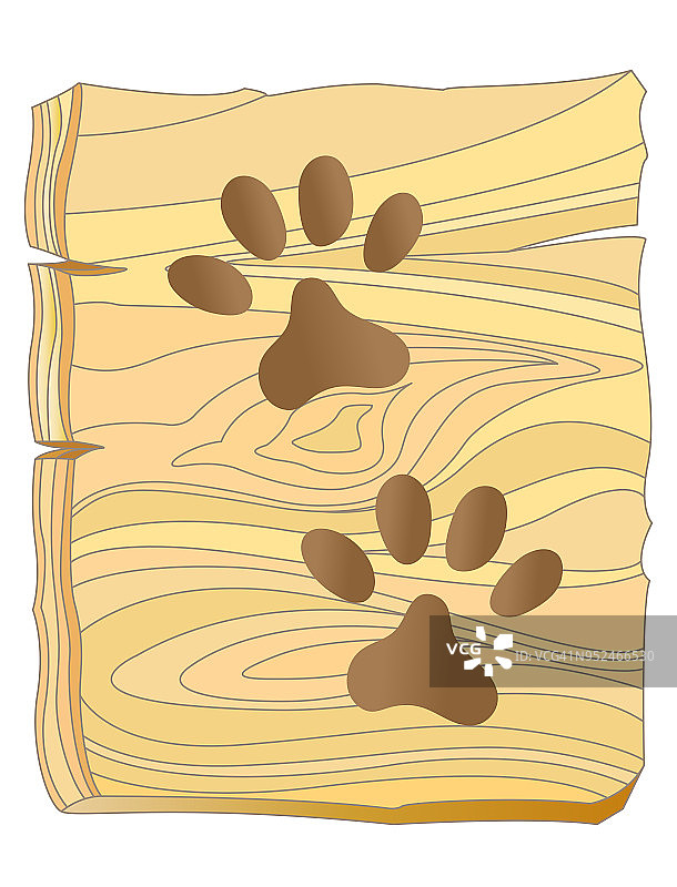 木板上的狗爪印。图片素材