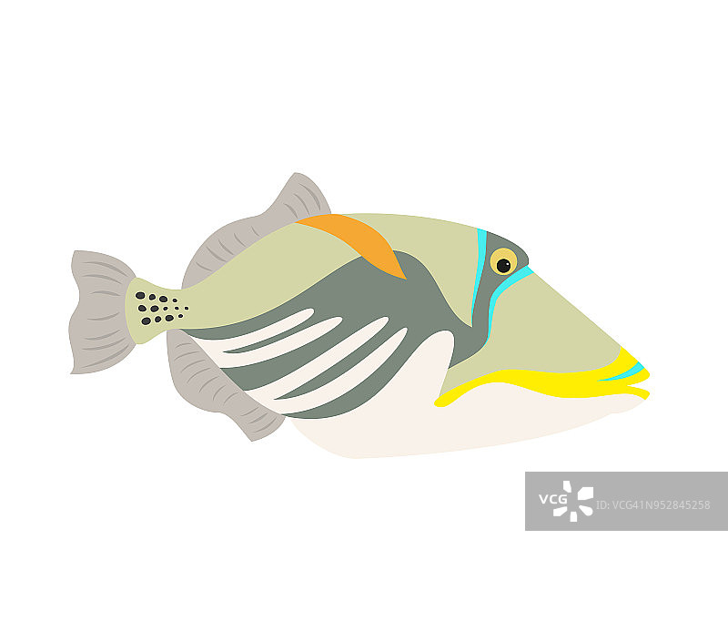 毕加索在白色背景上触发鱼的图标。图片素材