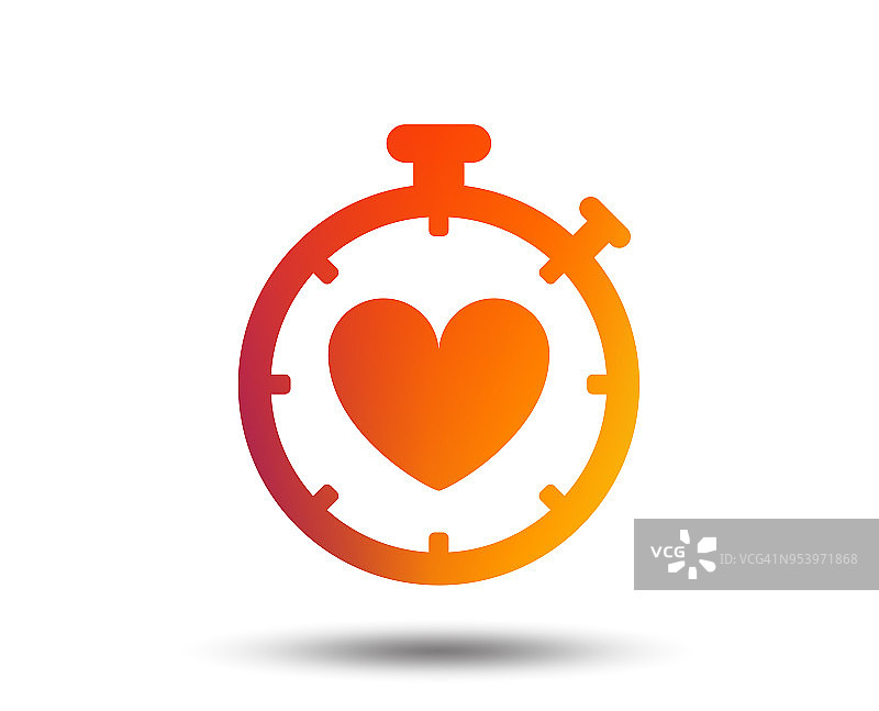 心脏计时器标志图标。秒表的象征。图片素材