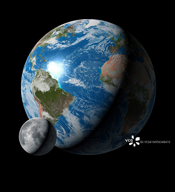 地球和月球的对比，插图图片素材