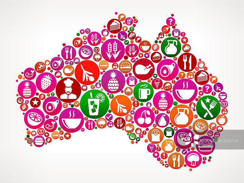 澳大利亚食物和饮食矢量图标背景图片素材