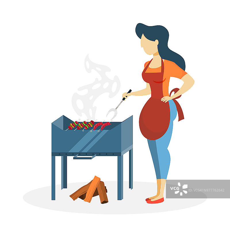 准备烤肉的女人图片素材