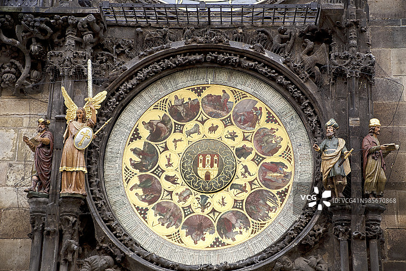 布拉格天文钟的日历版图片素材