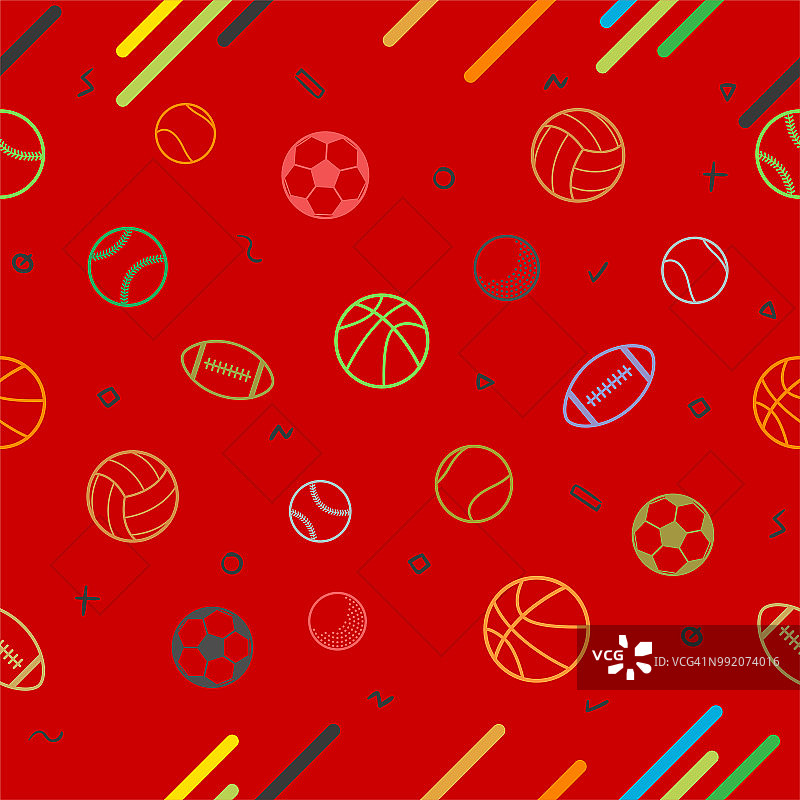 运动主题无缝图案背景;足球;棒球;排球;篮球图片素材