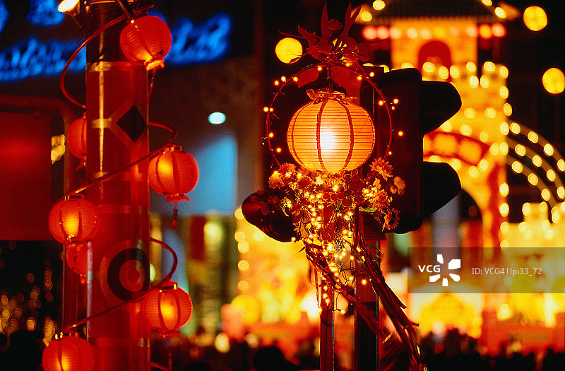 新加坡，东南亚，北桥路春节期间的彩灯图片素材