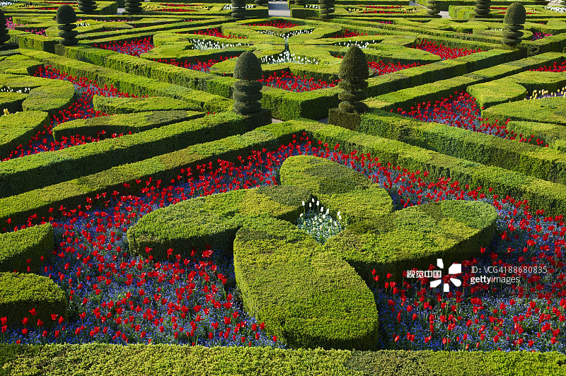 Villandry花园和城堡，卢瓦尔河谷，法国。图片素材