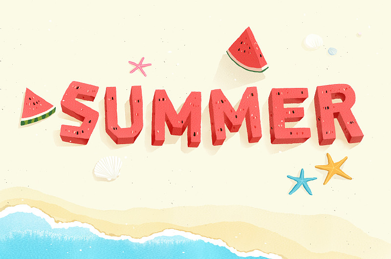 夏天，水彩画，西瓜，事件图片下载