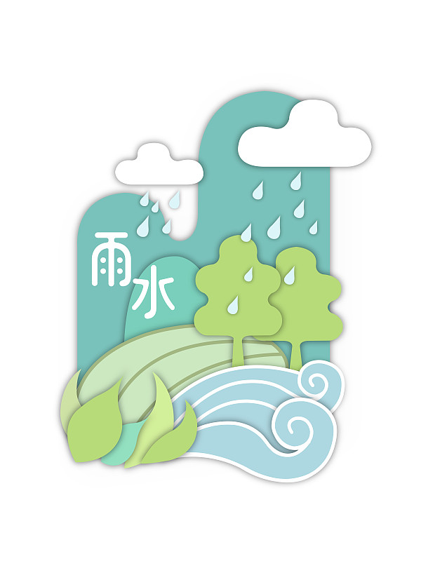 二十四节气标识-色块景观-雨水图片下载