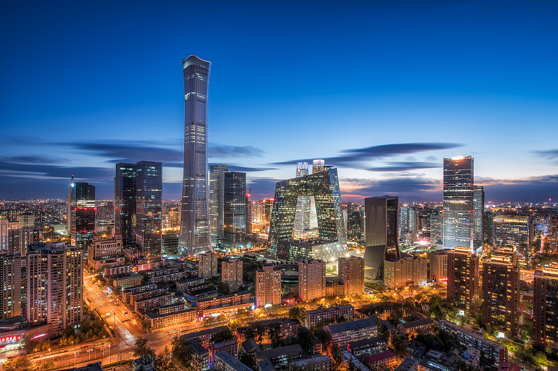 北京国贸CBD夜景图片素材