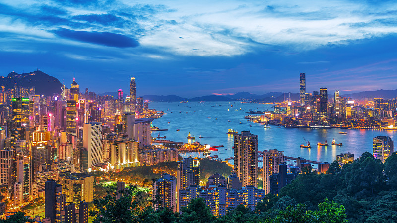 香港维多利亚港全景图片下载